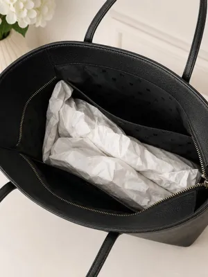 Kate Spade Black Leather Large Shoulder Tote Pinmount Logo NWT thumbnail 6