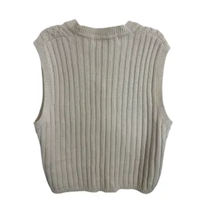 Karen Scott Vtg 90s Neutral Cable Knit Button Sweater Vest Fisherman Cottage Grandpa M Ramie thumbnail 2