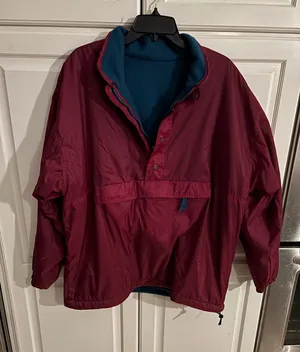 JENNIFER‎ MOORE ACTIVEWEAR Reversible Anorak Fleece Jacket Burgundy Teal XL thumbnail 1