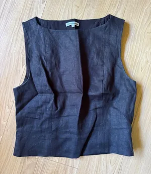Reformation Black Linen-Blend Boatneck Tank thumbnail 1