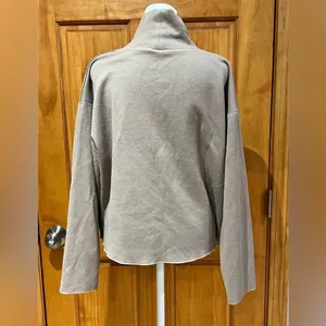 Zara Brown Ribbed Mock Neck Long Sleeve Cropped Shirt thumbnail 2