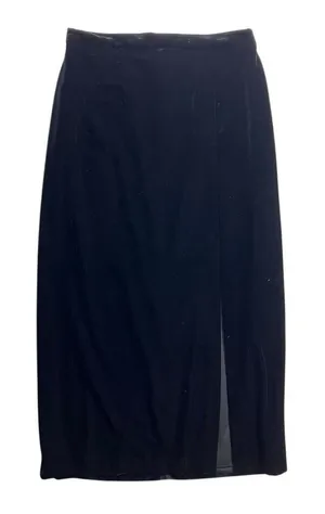 R&K Evenings Velvet Maxi Skirt Womens 12 Black Excellent High‎ Slit Vintage 90s thumbnail 1
