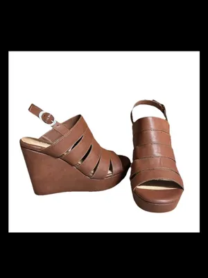 Torrid Shoes Platform Wedge Heels Sandals Size 9.5 Brown NEW thumbnail 2