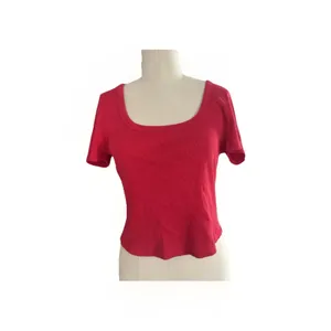 Universal Threads Women's Shrunken Short Sleeve Scoop Neck T-Shirt - Red L thumbnail 2