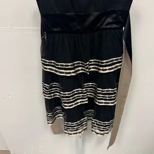 Y2K BCBGMaxAzria Silk Strapeless‎ Mini Tiered Babydoll Dress with Tie Black Sz 6 thumbnail 5
