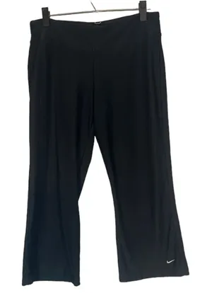 Nike Black Wide Leg Athletic Cropped Stretch Pants Women Sz M thumbnail 1