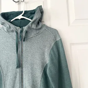 Pact Organic Two Tone Green Heather Full Zip Hooded Sweatshirt Jacket Small thumbnail 5