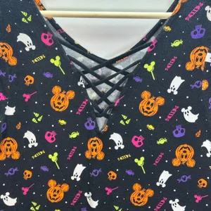 Disney Parks Halloween Mickey Jack O Lantern Lattice Back Top Small Black thumbnail 6