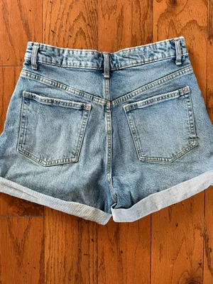 Zara Light Blue Rolled-Hem Denim Shorts thumbnail 3