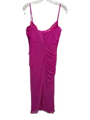 House of CB Nalini Fuchsia Mesh Maxi Dress Ruched Corset M thumbnail 15