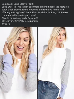 1.4.3. Story by Line Up White Body Grey Sleeves Lavender Cuffs Crewneck Sweater thumbnail 3