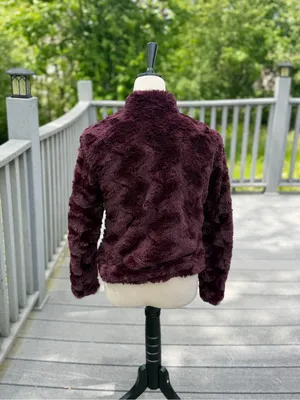 Lemon Tart Plum Faux Fur Jacket Cozy Luxe Winter Coat thumbnail 4