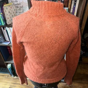 Moda Internation orange mohair wool blend 70’s cowl sweater Size M thumbnail 2