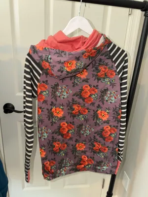 Multicolor Floral Double Hoodie Purple Size XS thumbnail 2