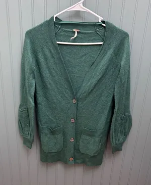 Free People Cardigan Sweater Green Button‎ Front Pockets Women's small thumbnail 1