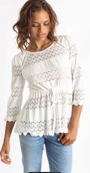 Free People Cream Lace Detail Blouse thumbnail 1