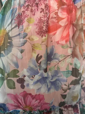 AUDREY PARKS+francesca's Floral Tiered Maxi Dress Tie Straps - Pink Multi S M thumbnail 5