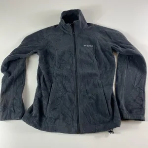 Columbia Jacket Womens‎ Small Black Full Zip Fleece Sweater Zip Pockets Ladies thumbnail 1