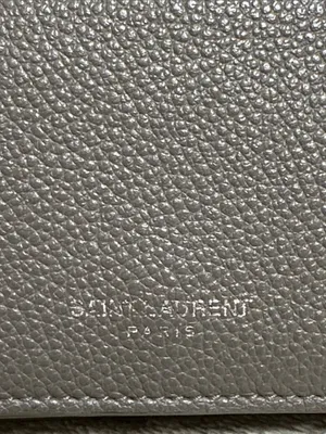 Saint Laurent Pebbled Leather Card Case in Taupe Gray thumbnail 2