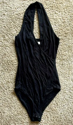 Abercrombie & Fitch Black Ribbed Bodysuit thumbnail 1
