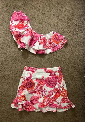Pink Floral Set Shein Skirt thumbnail 1