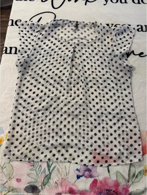 EGO Women's Polka-Dot Top with Pleated Shoulders Size L thumbnail 2
