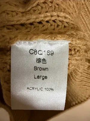 Cable Knit Turtleneck Sweater in Camel Tan Size L thumbnail 2
