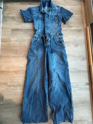 FREE PEOPLE Edison Wide Leg Denim Coverall Jumpsuit Size XS thumbnail 3