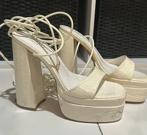 Simmi London Heels Strappy White Block thumbnail 1