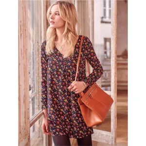 Sézane Carmen Black Floral Poppy Mini Flowy Dress Size 36 / 4 / Small thumbnail 2