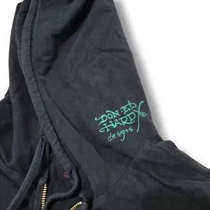 Y2k Vintage Ed Hardy Sweatshirt Small Zip Up Hoodie NYC Skull Eagle Snake Fading Faded Discoloration thumbnail 5