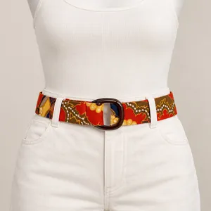 J.Crew Fabric D-Ring Belt Size L Multicolor Paisley Boho Preppy Retro Adjustable thumbnail 1