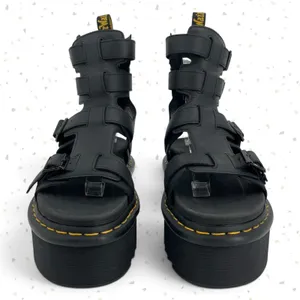 Dr. Martens Giavanna Black Leather Platform Sandals Buckles Gladiator Fit Size 9 thumbnail 7