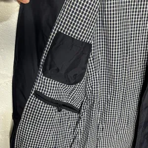 Lands' End Women's Navy Blue Long Zipper Button Gingham Lined‎ Trench Coat Small thumbnail 5
