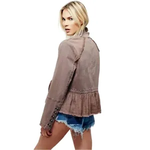 Free People Flared Hem Double Breasted Army Military Jacket thumbnail 3