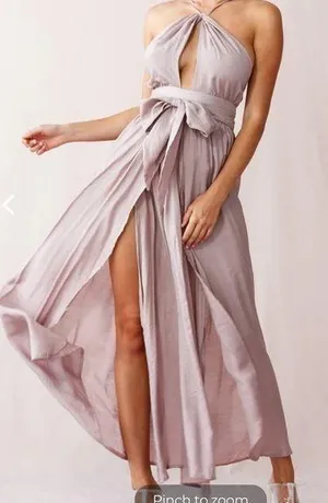 Selfie Leslie: ATHENA HIGH SPLIT MAXI DRESS MAUVE thumbnail 1