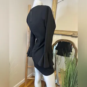 Blush Boutique Black Mini Bell Sleeve Dress Medium thumbnail 4