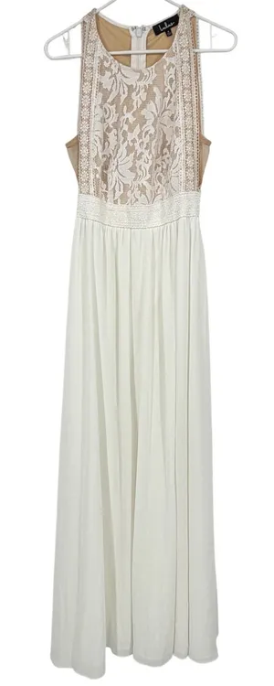 Lulus‎ White Lace Sleeveless Maxi Dress Small Bridal Wedding Rehearsal Formal thumbnail 1