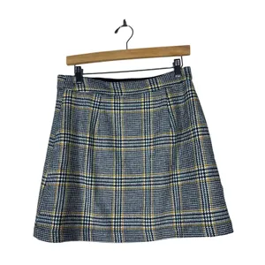 Abercrombie & Fitch Glen Plaid A-Line Mini Skirt Navy Yellow Preppy Size M thumbnail 3