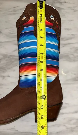 El General Western Cowboy Boots Brown Suede Serape Square Toe Women’s 9.5 thumbnail 2