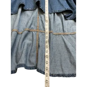 Risen Jeans Blue Denim High Low Tiered Ruffle Maxi Skirt RDS6280 Large‎ thumbnail 8