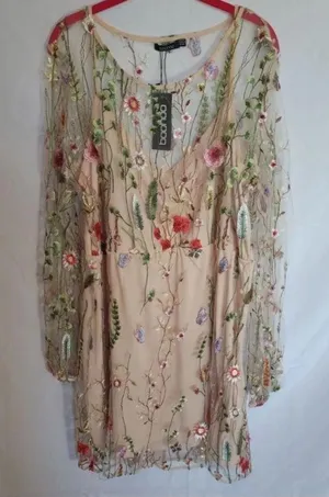 Boohoo Floral Embroidered Mini Dress thumbnail 1