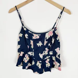 free people navy blue pink floral babydoll tank thumbnail 4