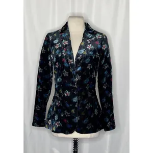 Anthropologie ETT:TWA Blooming Floral‎ Corduroy Blazer Jacket Academia Size 2 thumbnail 2