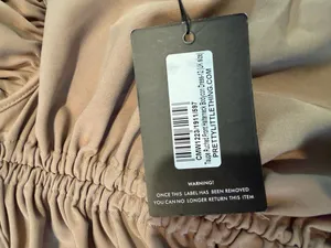 NWT PrettyLittleThing Taupe Ruched Front Halterneck Bodycon Dress Size US 8 thumbnail 4