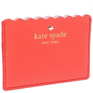 Kate Spade Coral and Pink Morris Lane Leather Card Holder with Scalloped Edge thumbnail 3