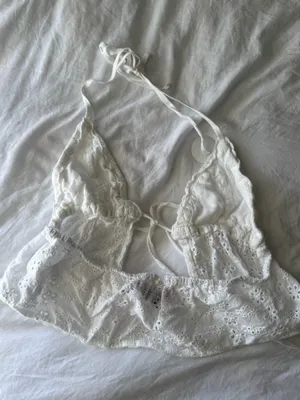 Edikted Jael Tie Front Eyelet Halter Top white  — Trendy going out top  thumbnail 5