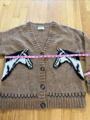 Old Navy Wool Blend Horse Western Cardigan Sz S thumbnail 4
