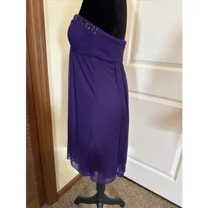 Xscape By Joanna Chen Purple Beaded Strapless Chiffon Mini Dress Sz 4 Homecoming thumbnail 5