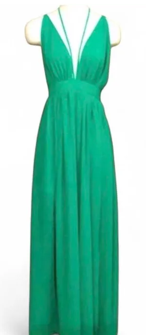 Green Papaya maxi summer flowy whimsical dress Sz L thumbnail 2